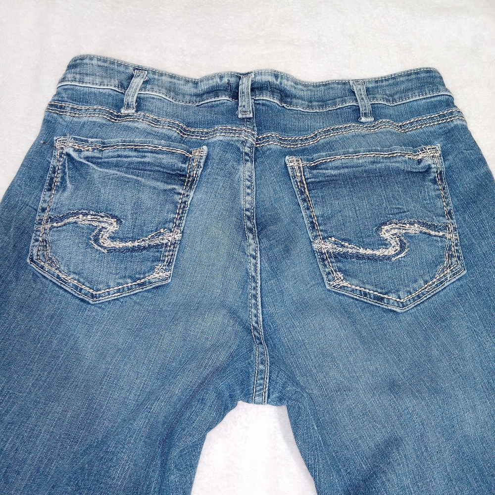 Silver Jeans Suki Flare Mid Rise Bootcut Denim Jeans Women’s 14/ L33 Stretch EUC - Picture 9 of 13